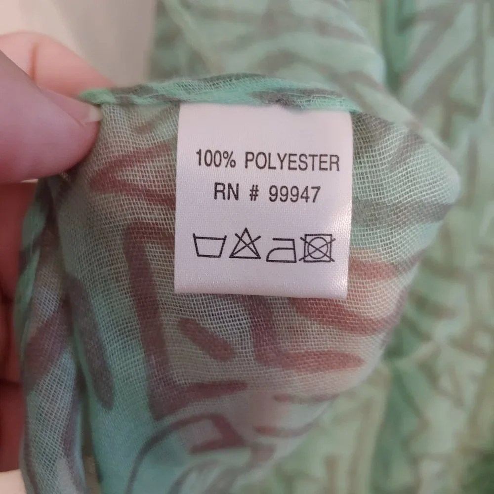 Abstract Mint and Gray Oversized Scarf  | New - Picture 6 of 7